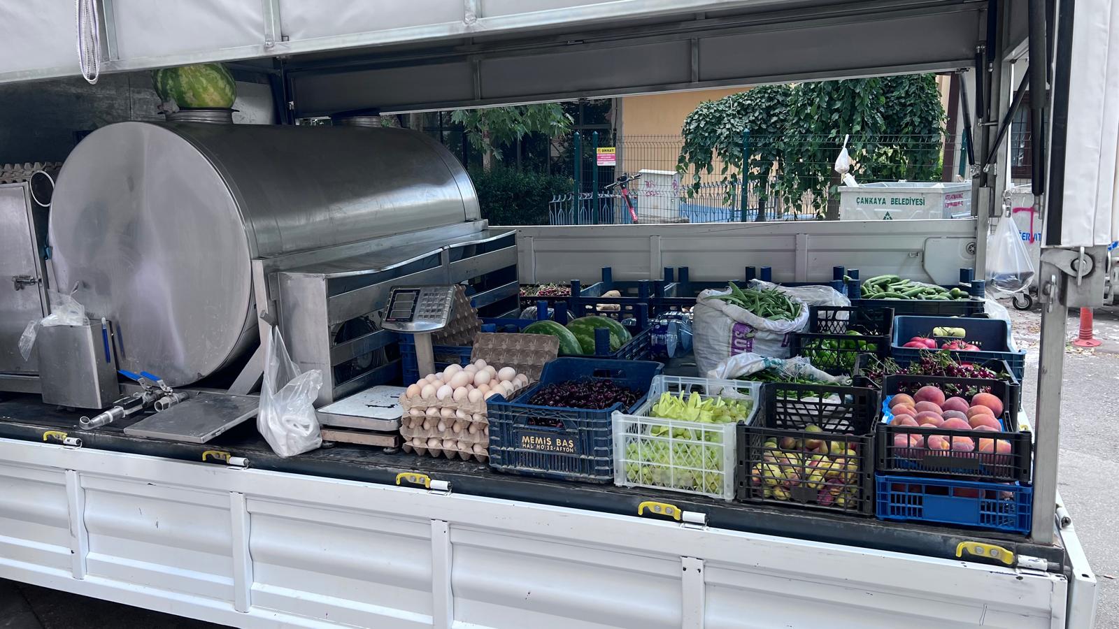 Sütçü kamyoneti — karpuz + yumurta + üzüm + sebze meyve